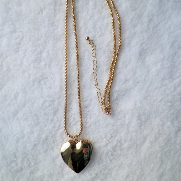 LAST ONE Gold Embossed Leaves Heart Locket Necklace Forever 21 - Picture 5 of 7